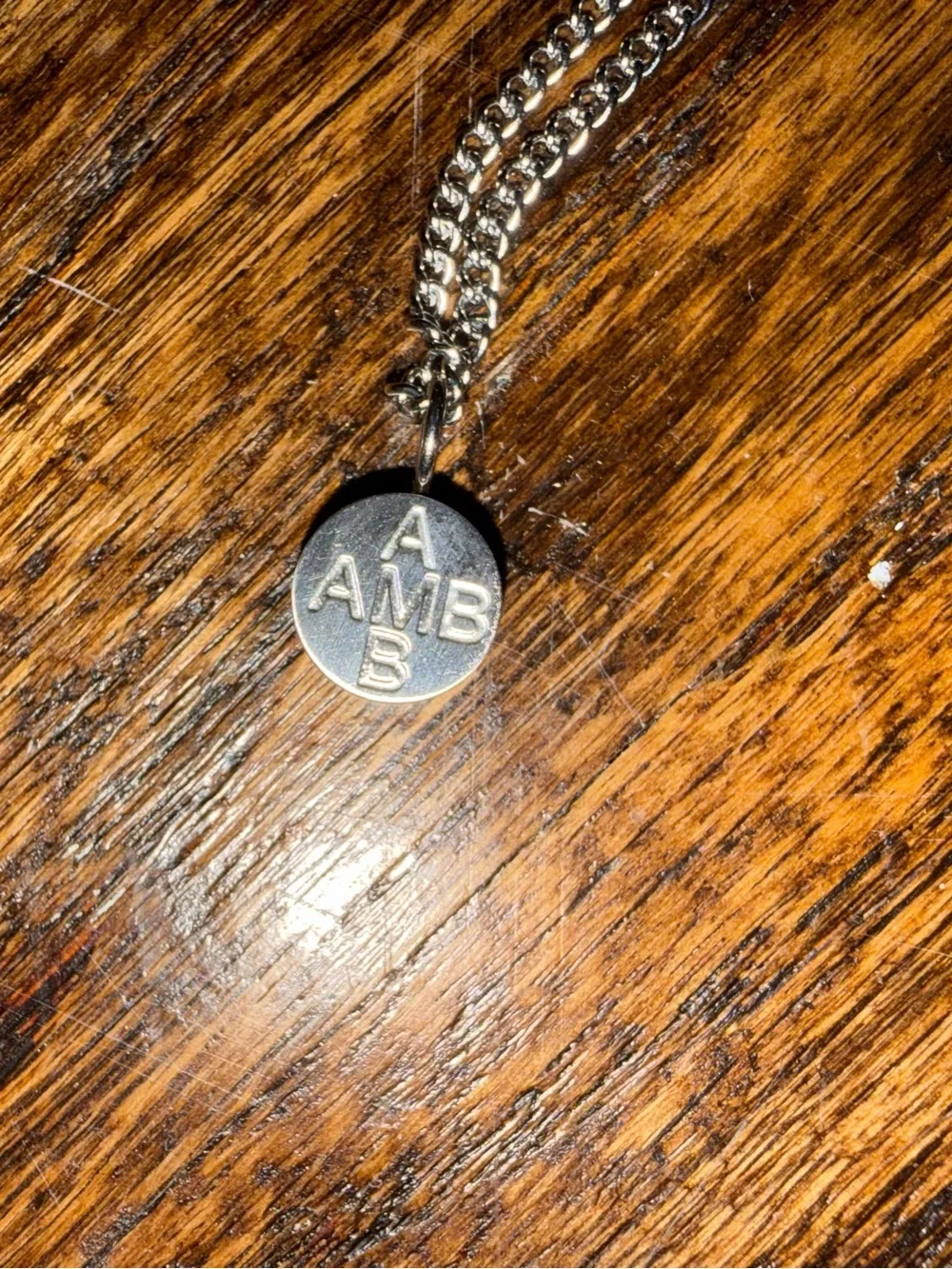 AMBUSH Design Silver Round “AMB” Pendant Chain Necklace 2019